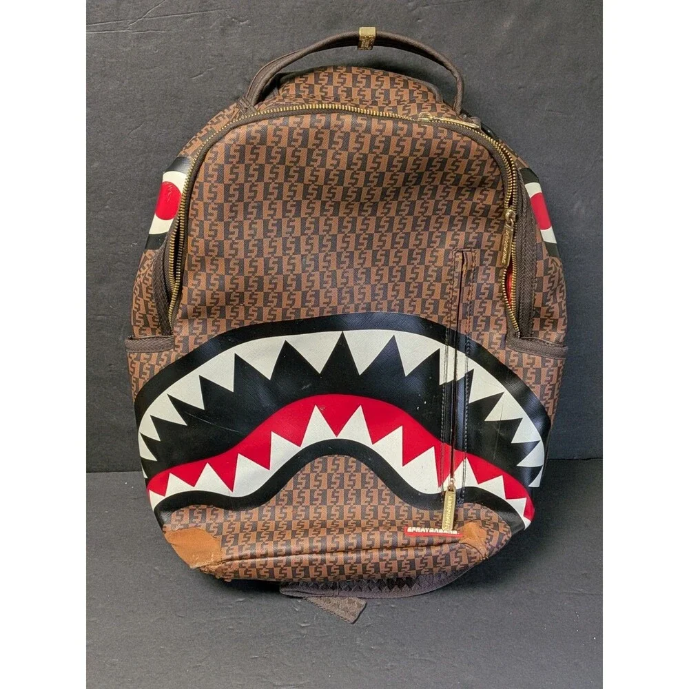 Sprayground Limited Edition Shark Mouth Backpack Zipper Needs Repair & See Photo
